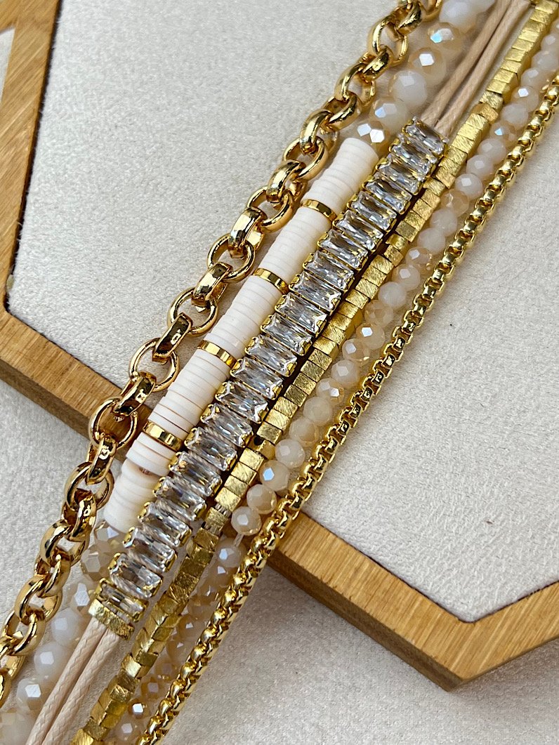 Pulseira Imã Mariana Cristais e Zircônias Douradas