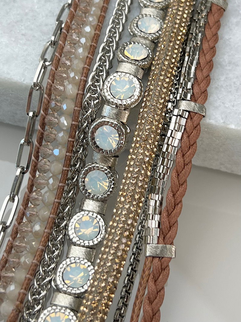 Pulseira Imã Nadia Brilhante Strass Prata