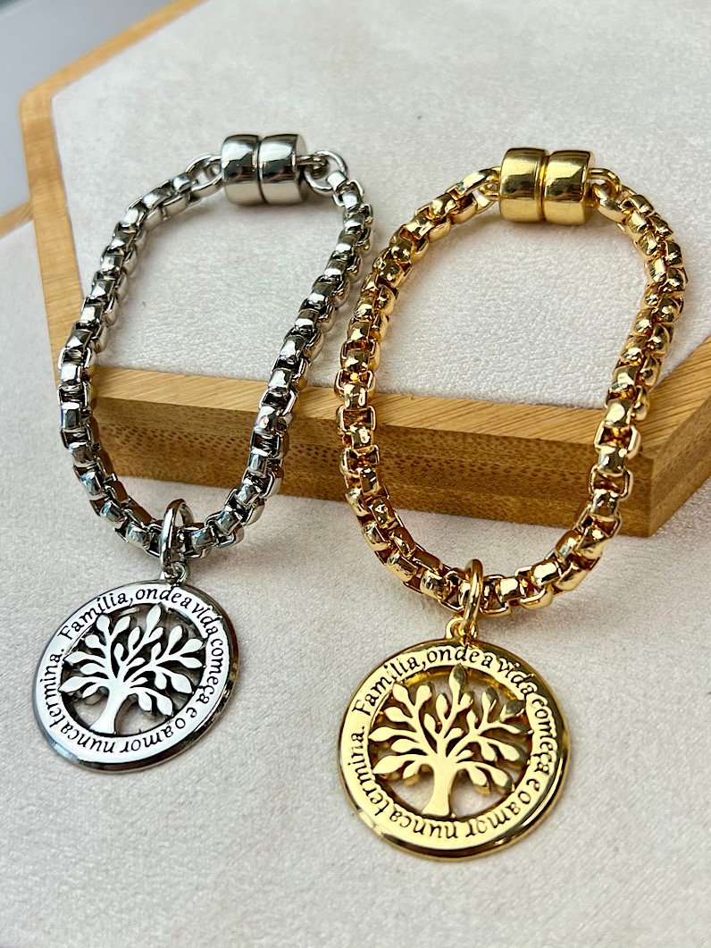 Pulseira Imã Olga Pingente Árvore da Vida