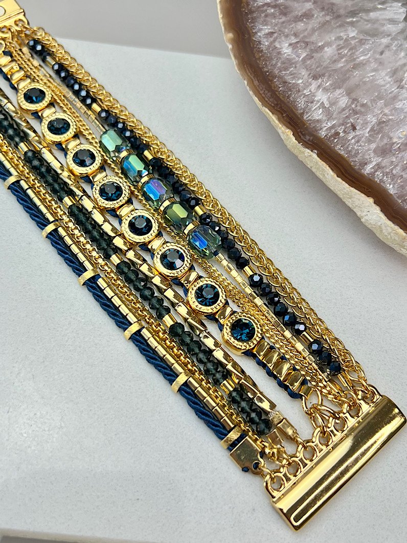 Pulseira Imã Olivia Marinho Cristal de Vidro e Canutilhos