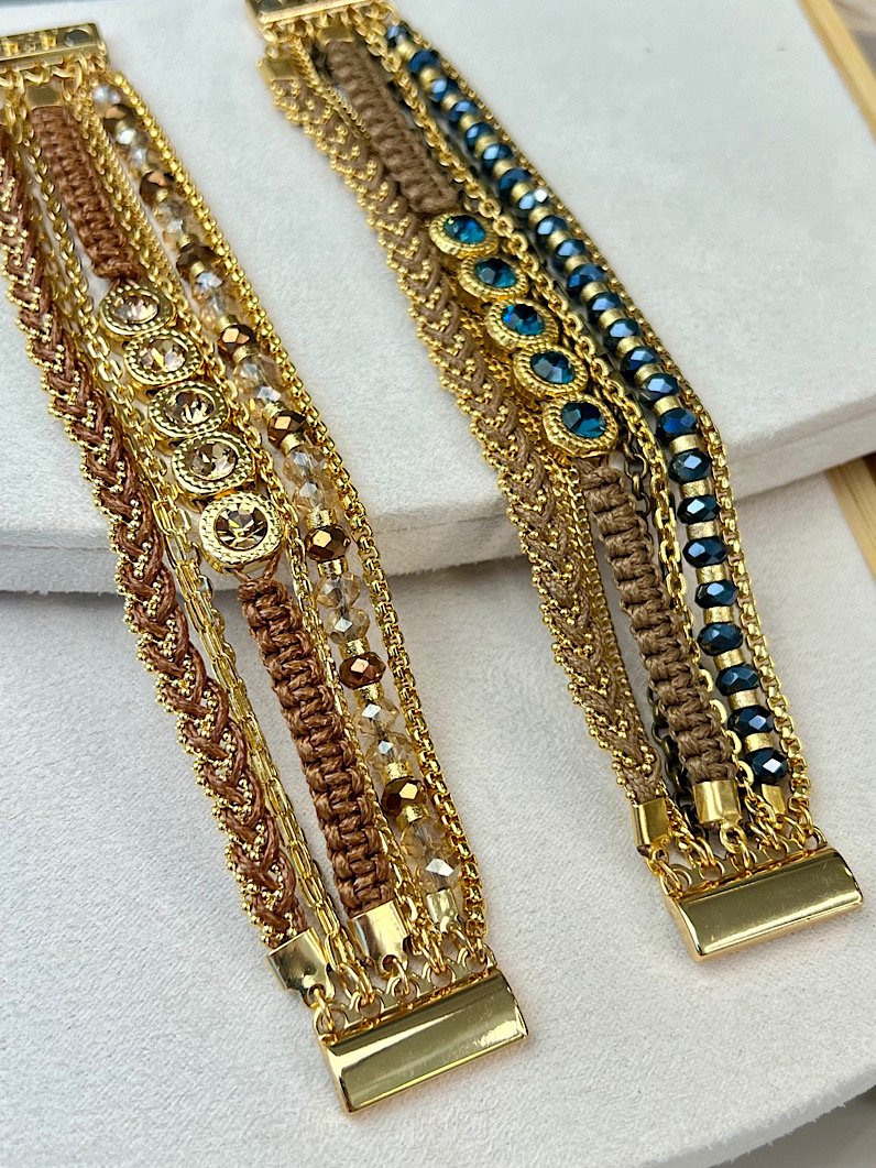 Pulseira Imã Paloma de Strass e Trança Dourado