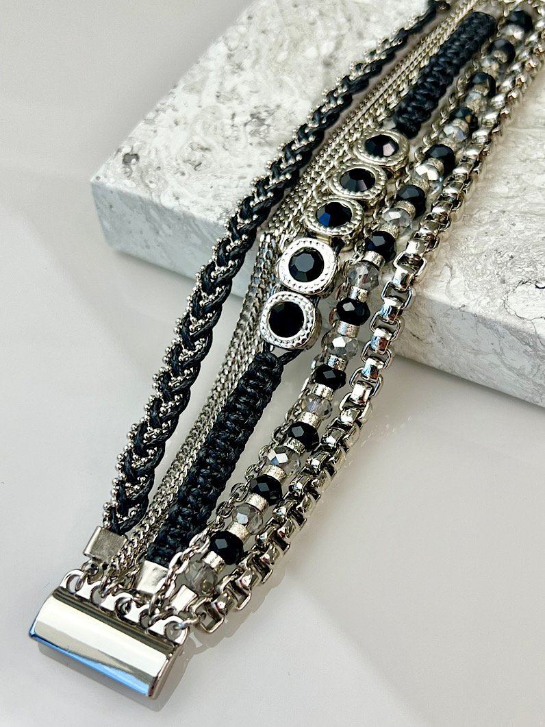 Pulseira Imã Paloma de Strass e Trança Prata