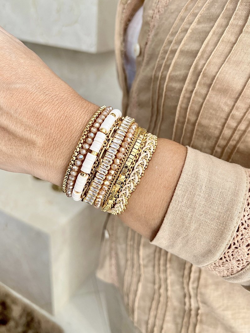 Pulseira Imã Valentina de Zircônias Douradas - Branco