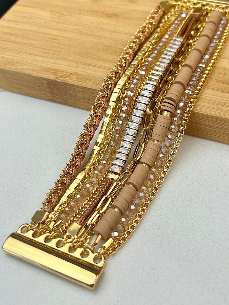 Pulseira Imã Valentina de Zircônias Douradas