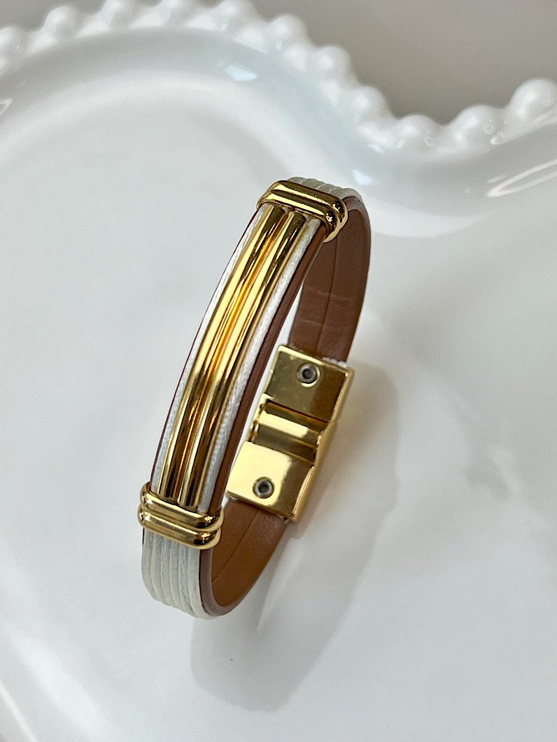 Pulseira Imã Valéria Tubo Detalhes Dourados