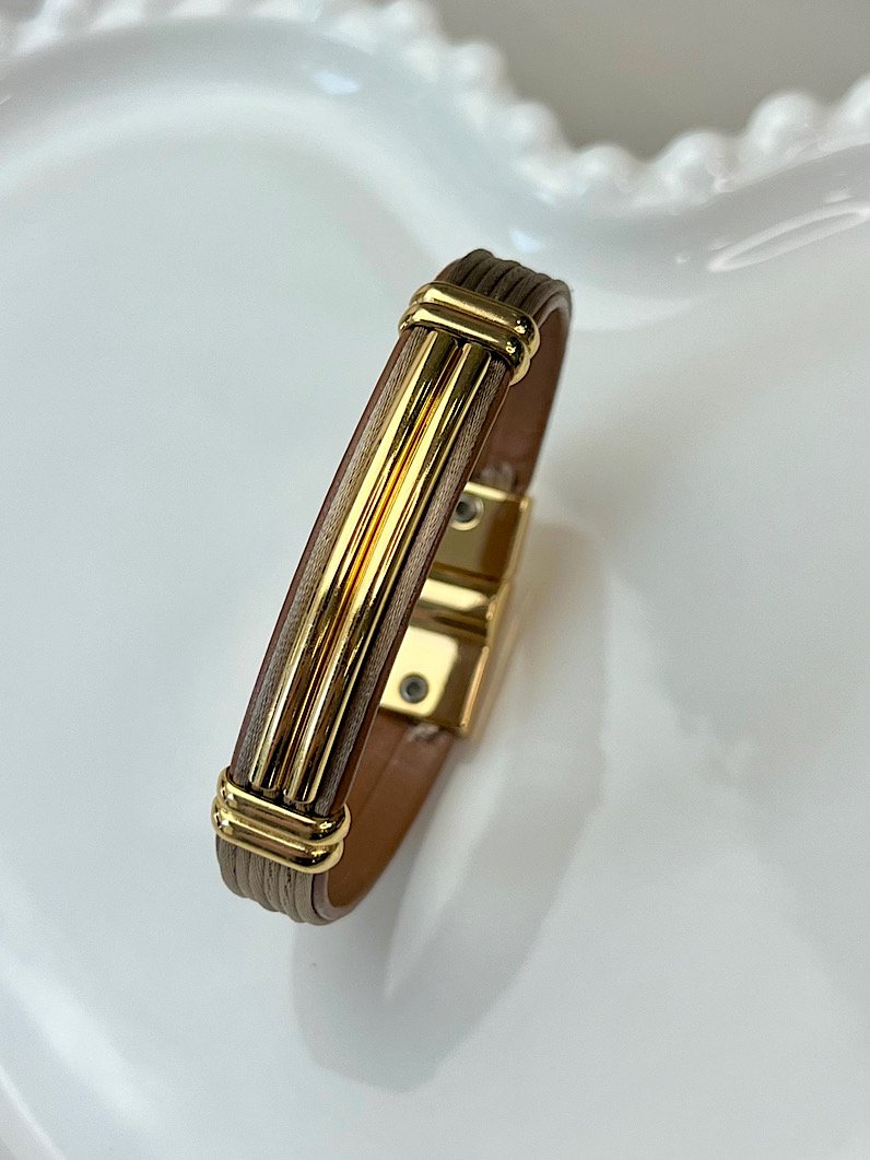 Pulseira Imã Valéria Tubo Detalhes Dourados