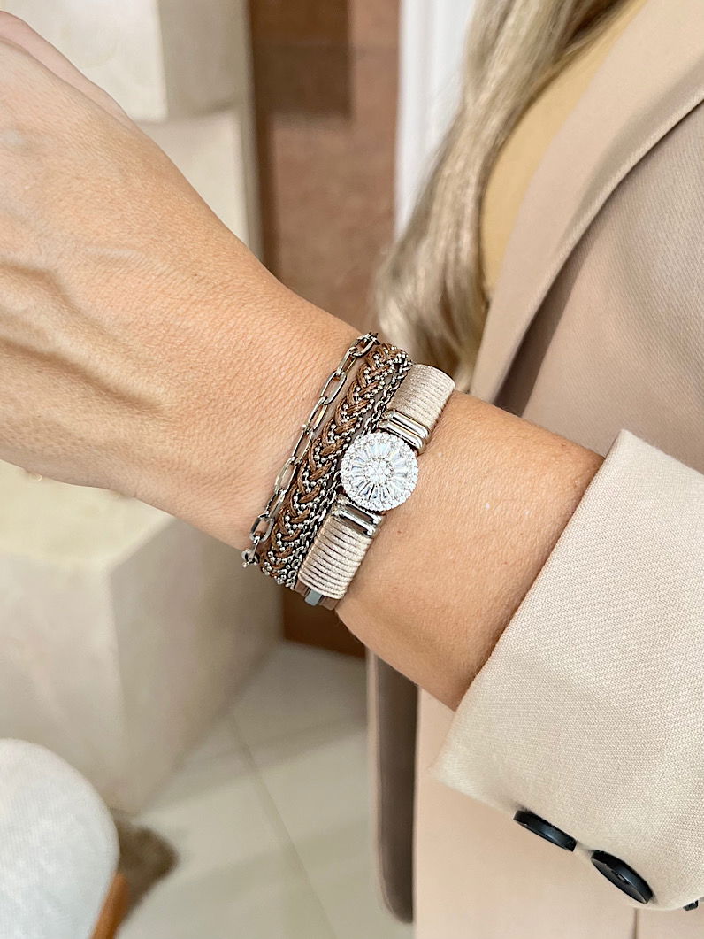 Pulseira Imã Vitoria de Trança e Corrente Cartier Prata