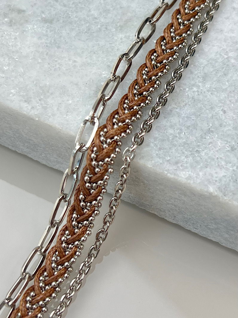 Pulseira Imã Vitoria de Trança e Corrente Cartier Prata