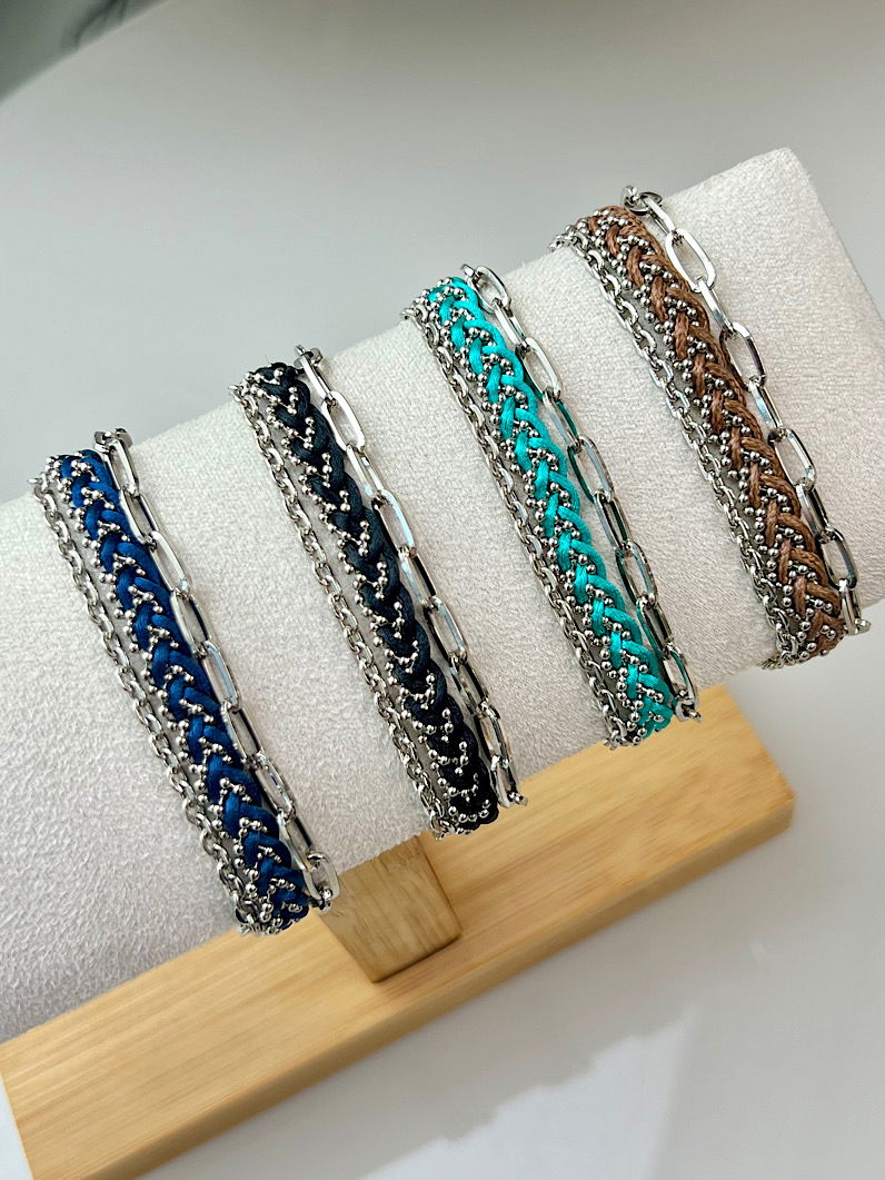 Pulseira Imã Vitoria de Trança e Corrente Cartier Prata