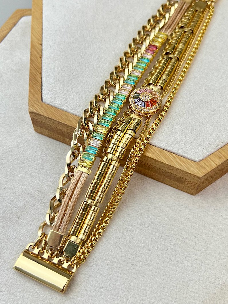 Pulseira Imã Yasmin Pizza de Zircônia Dourada