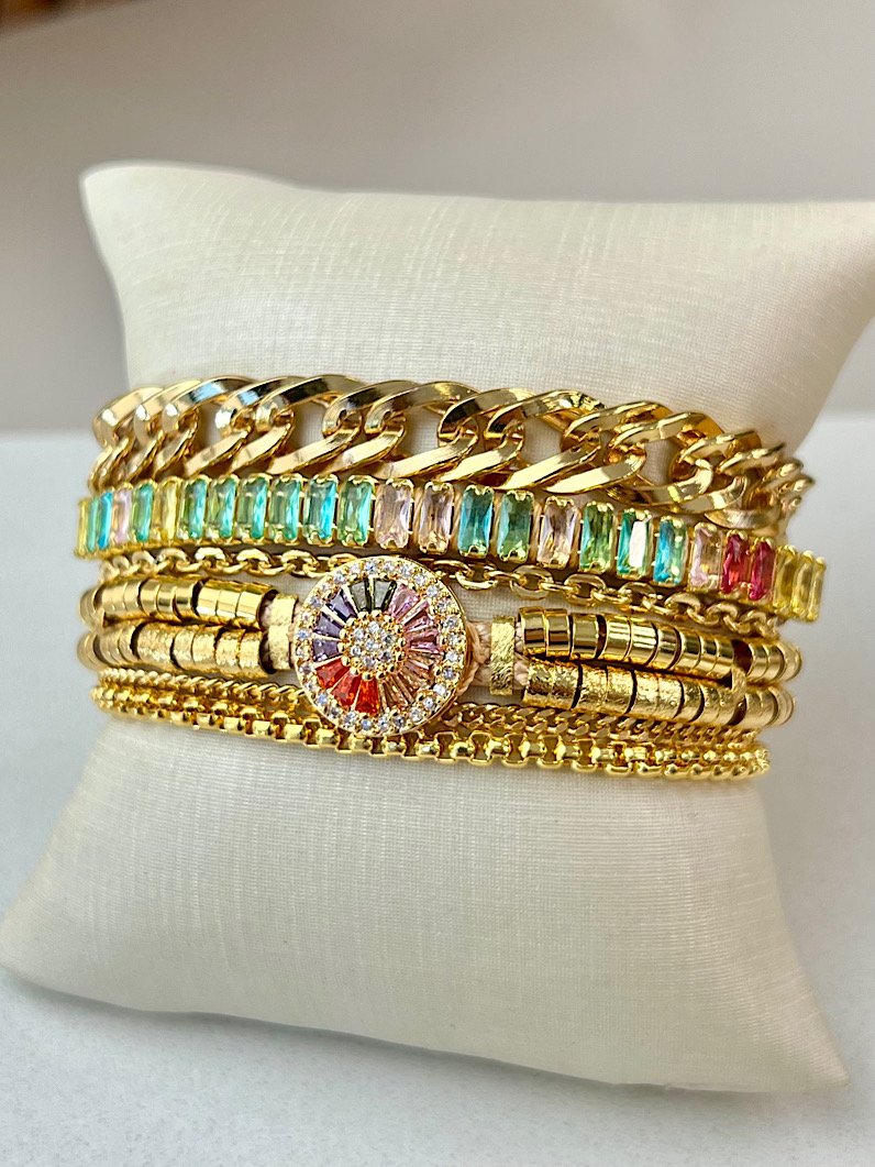 Pulseira Imã Yasmin Pizza de Zircônia Dourada