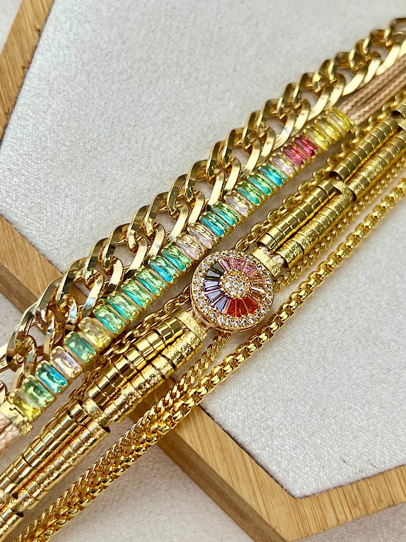 Pulseira Imã Yasmin Pizza de Zircônia Dourada
