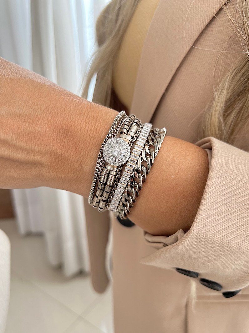 Pulseira Imã Yasmin Pizza de Zircônia Prata