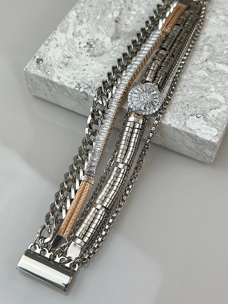 Pulseira Imã Yasmin Pizza de Zircônia Prata
