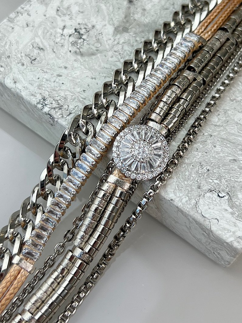 Pulseira Imã Yasmin Pizza de Zircônia Prata