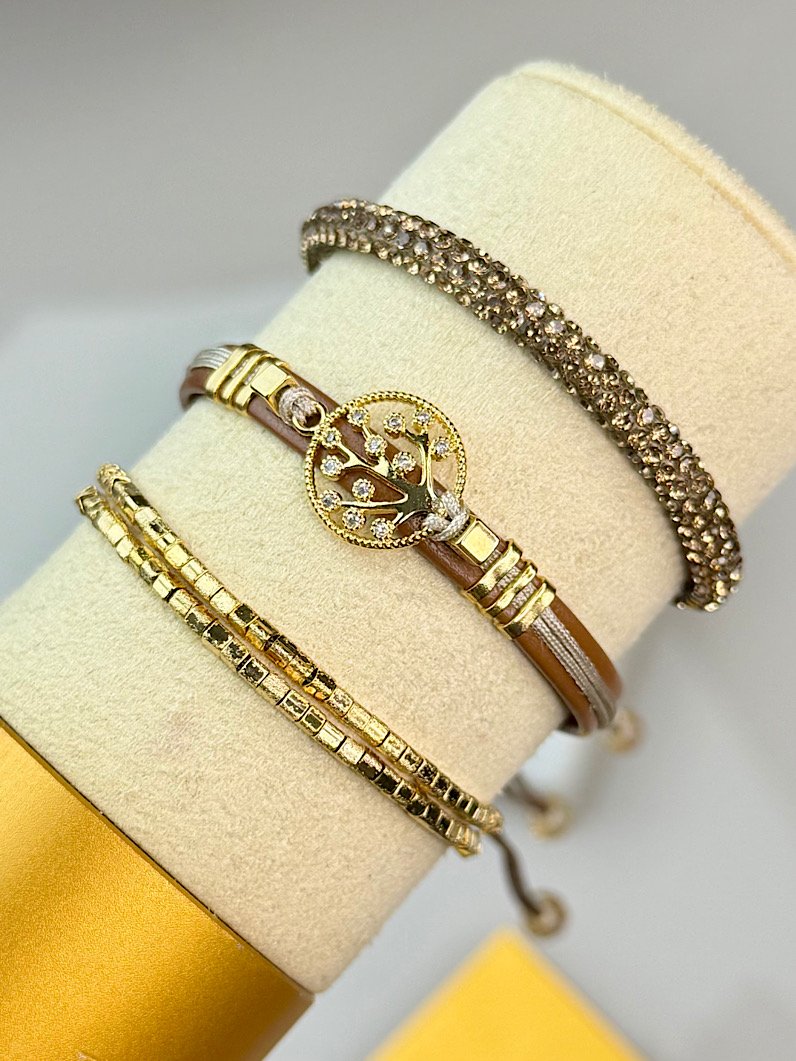 Trio de Pulseiras Ajustável Árvore da Vida