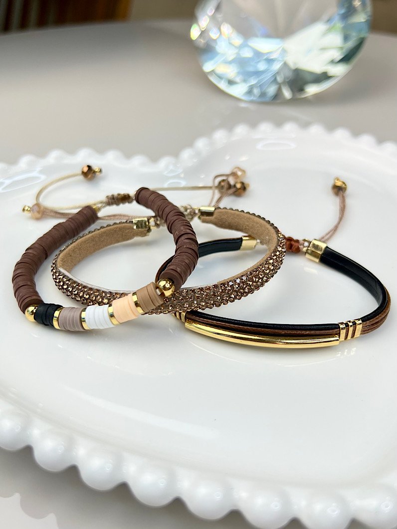 Trio de Pulseiras Ajustável Giovana Brilhante