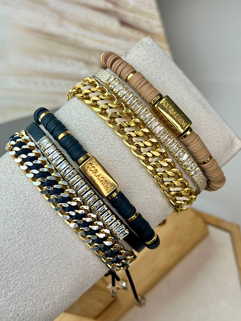 Trio de Pulseiras Ajustável Natalia Dourada