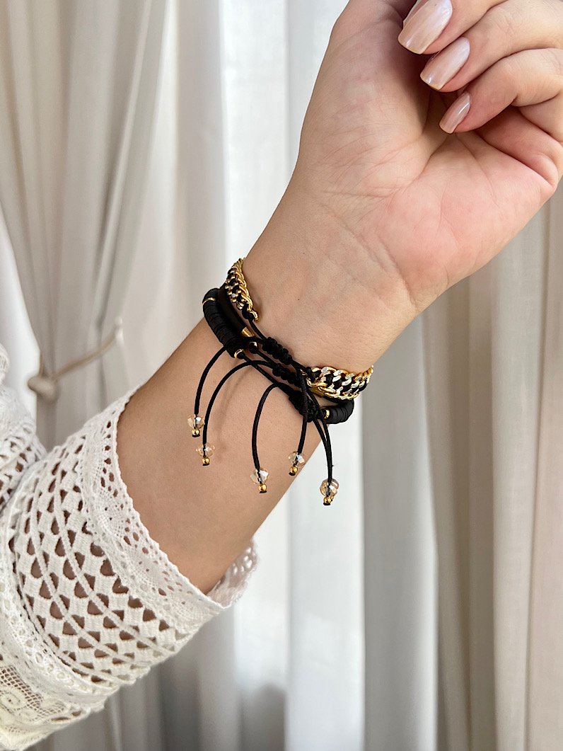Trio de Pulseiras Ajustável Natalia Dourada