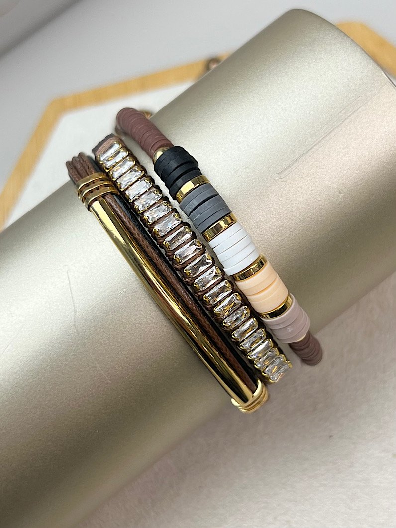 Trio de Pulseiras Ajustável Nicole Dourada