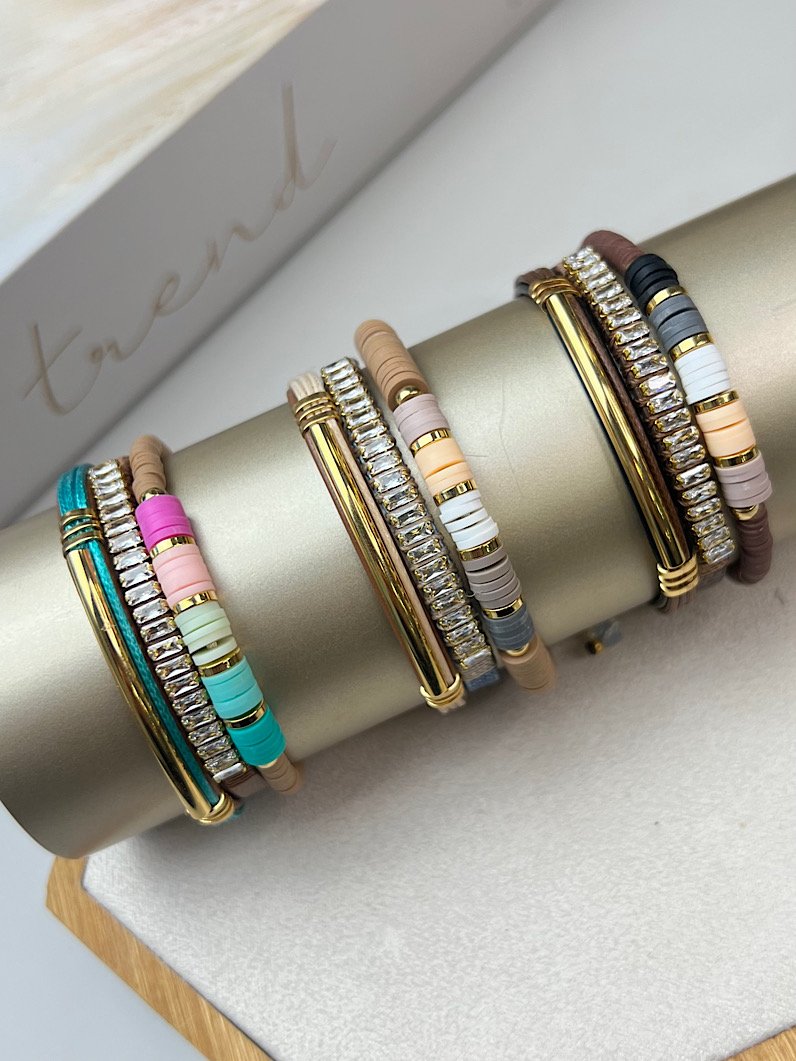Trio de Pulseiras Ajustável Nicole Dourada