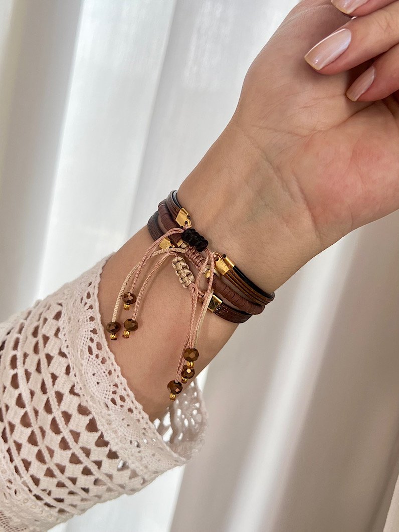 Trio de Pulseiras Ajustável Nicole Dourada